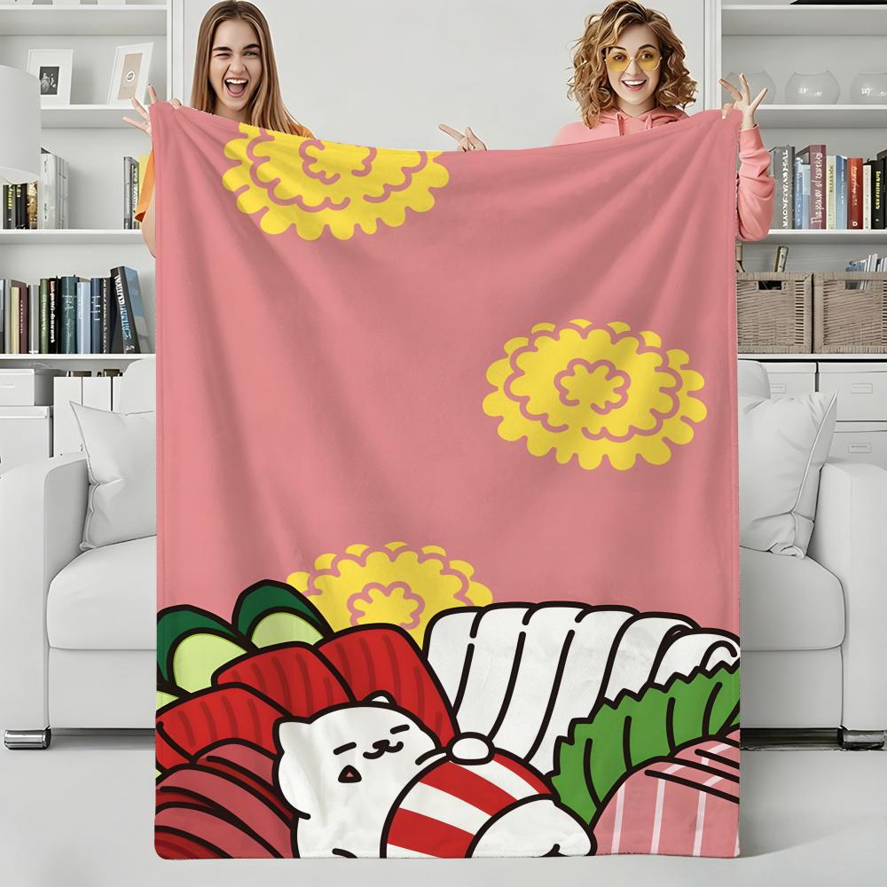 Game N-Neko Atsume Throw Flannel Blanket Perfect for Sofa Office Bed Travel Sleep Read Relax Camping Four Season Use