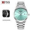 Fashion Mens Womens Watch Outdoor Sports Business Stainless Steel Man Watch Luminous Blue Dial Calendar Quartz Watches for Men+Box