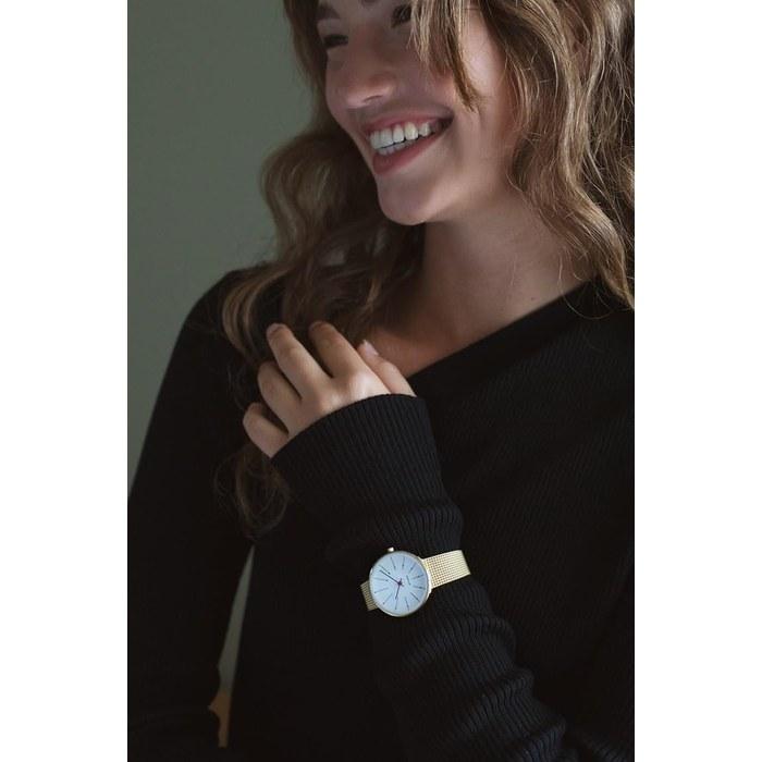 [Arne Jacobsen] Watch 34mm Nordic Design Water Resistant (Silent Movement, No Seconds Hand) BANKERS 53107-1609 White Gold Mesh Band