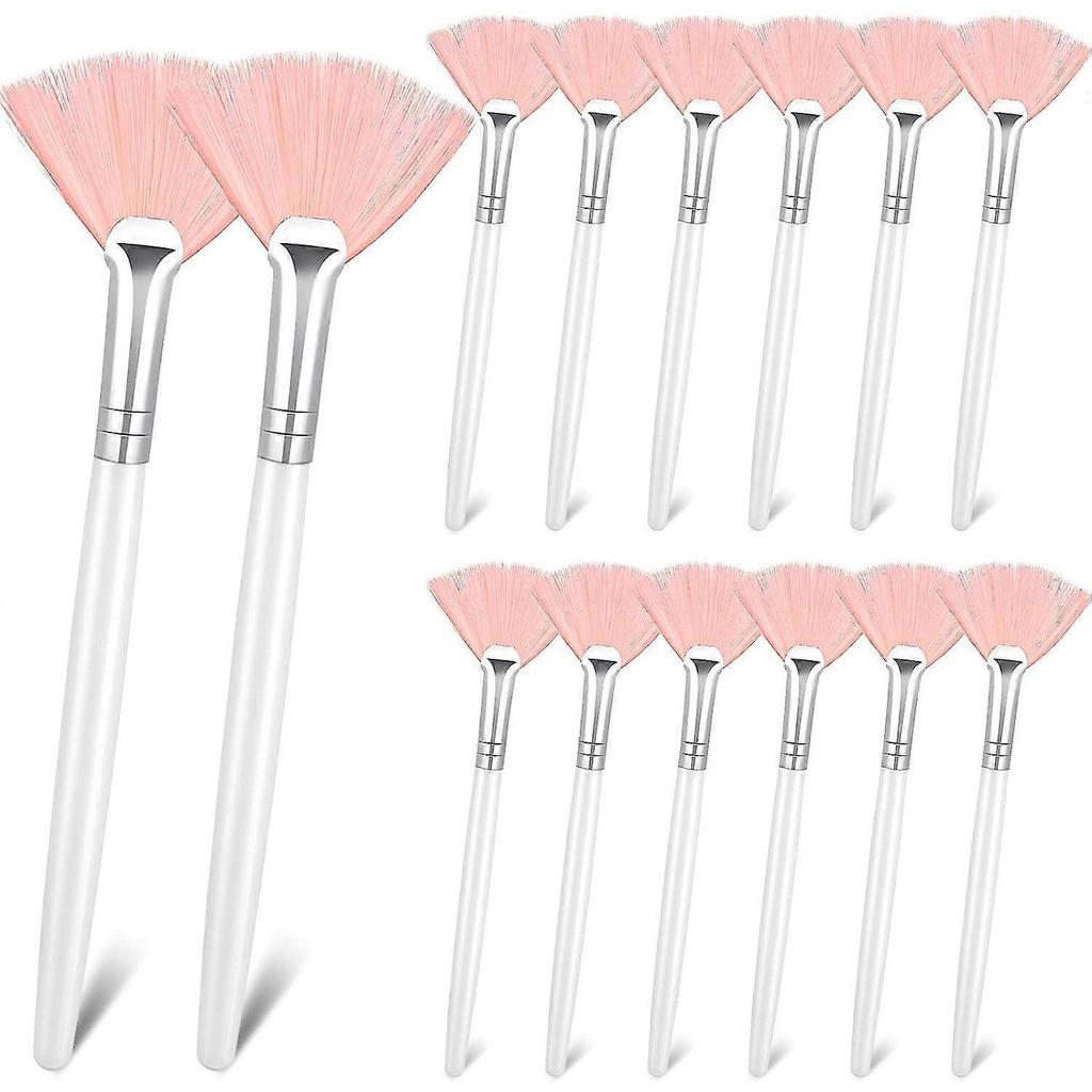 14-Pack Fan Brush Facial Applicator Brush Soft Fan Brush Acid Applicator Brush (Pink)