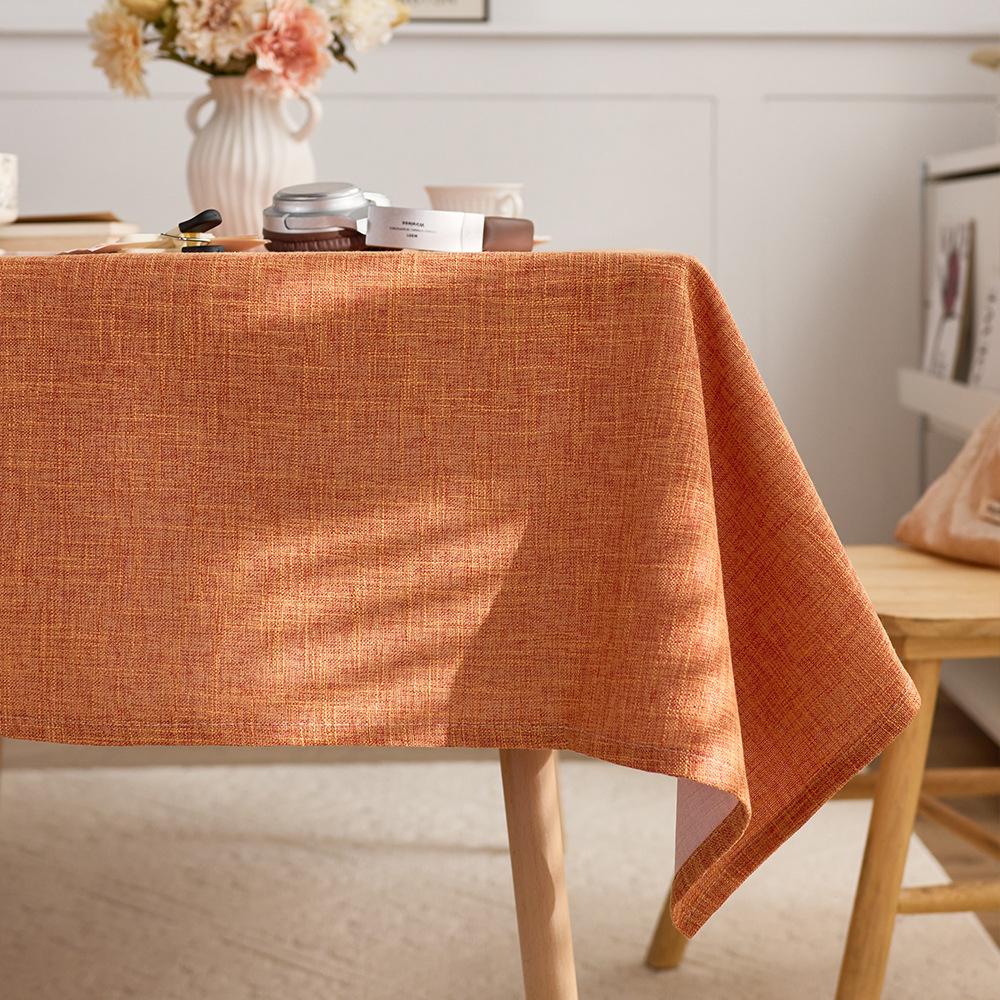 Simple Linen Style Tablecloth - Thick Solid Color Rectangular Dining Table Cover, Luxury Textured Table Runner for Center Table & Home Decor
