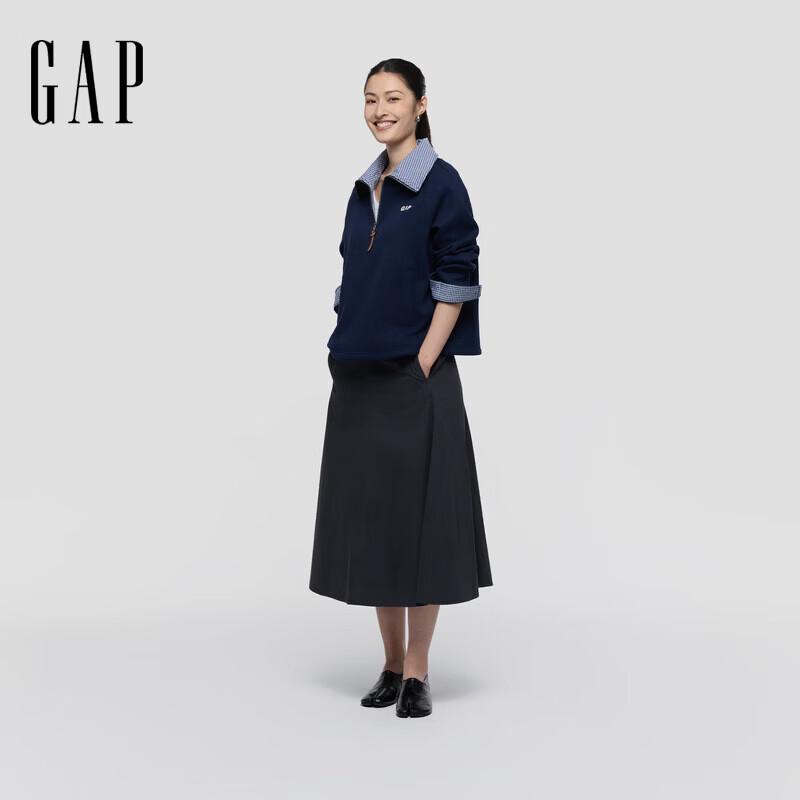 GAP Women's Logo Embroidered Color-Block Half-Zip Fleece Sweatshirt