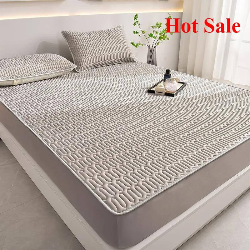 Summer simple latex mat three-piece set household summer thickened mattress ice silk latex mat solid color simple