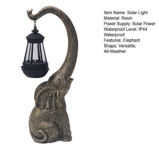 Elephant Statue Solar Light All-Weather IP44 Waterproof Solar Lamp Easy Installation Garden Patio Balcony Solar Lamp