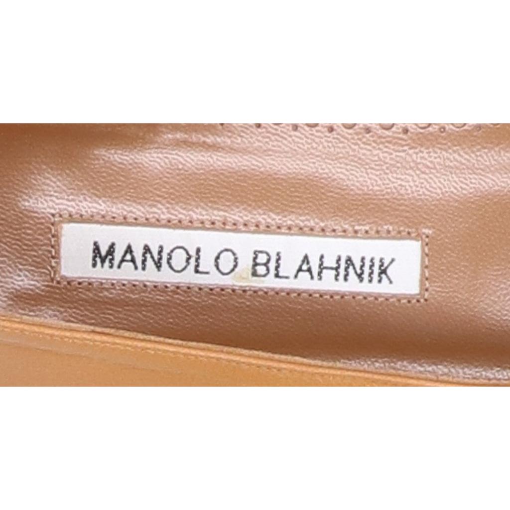 Manolo Blahnik Leather Pointed Toe Flat Pumps/ Shoes 37 1/2 BrownUsed