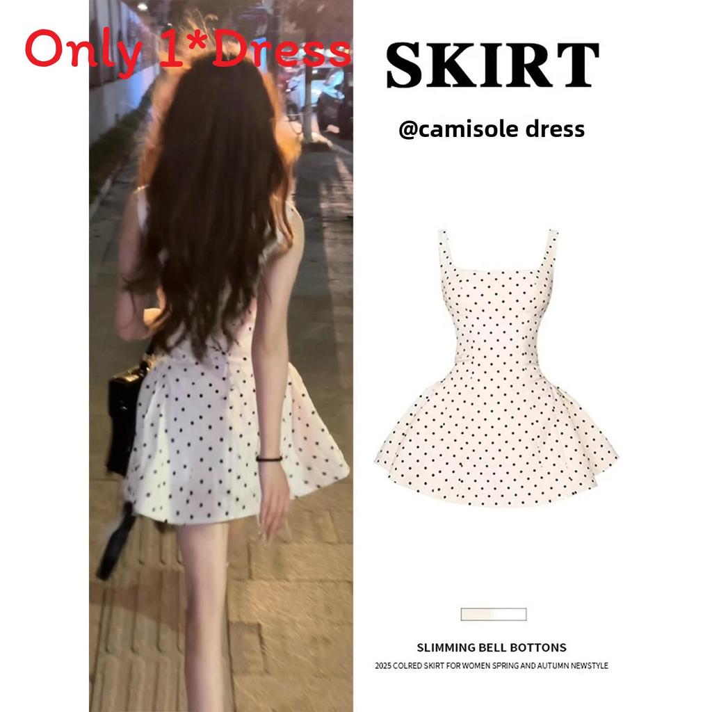 Cotton Polyester Dot Pattern Sleeveless Aline Dress For Summer Casual Womens Fashion