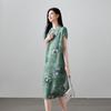 SOFSIL New Chinese Style Printed Short-Sleeve Dress