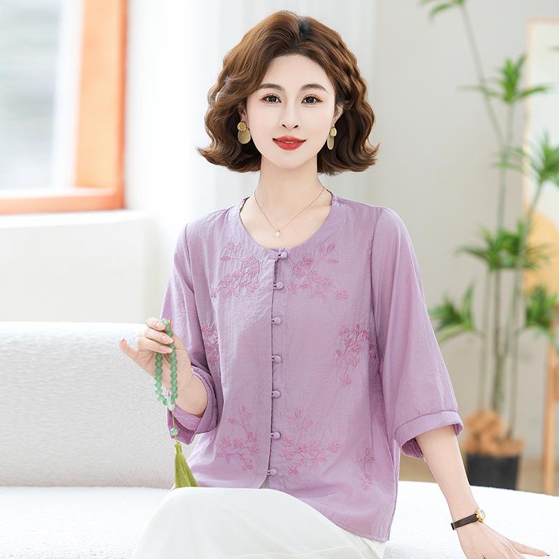 

Stylish Mid-Sleeve Summer Cardigan for Middle-Aged & Elderly Women 4XL (135-150 jin)