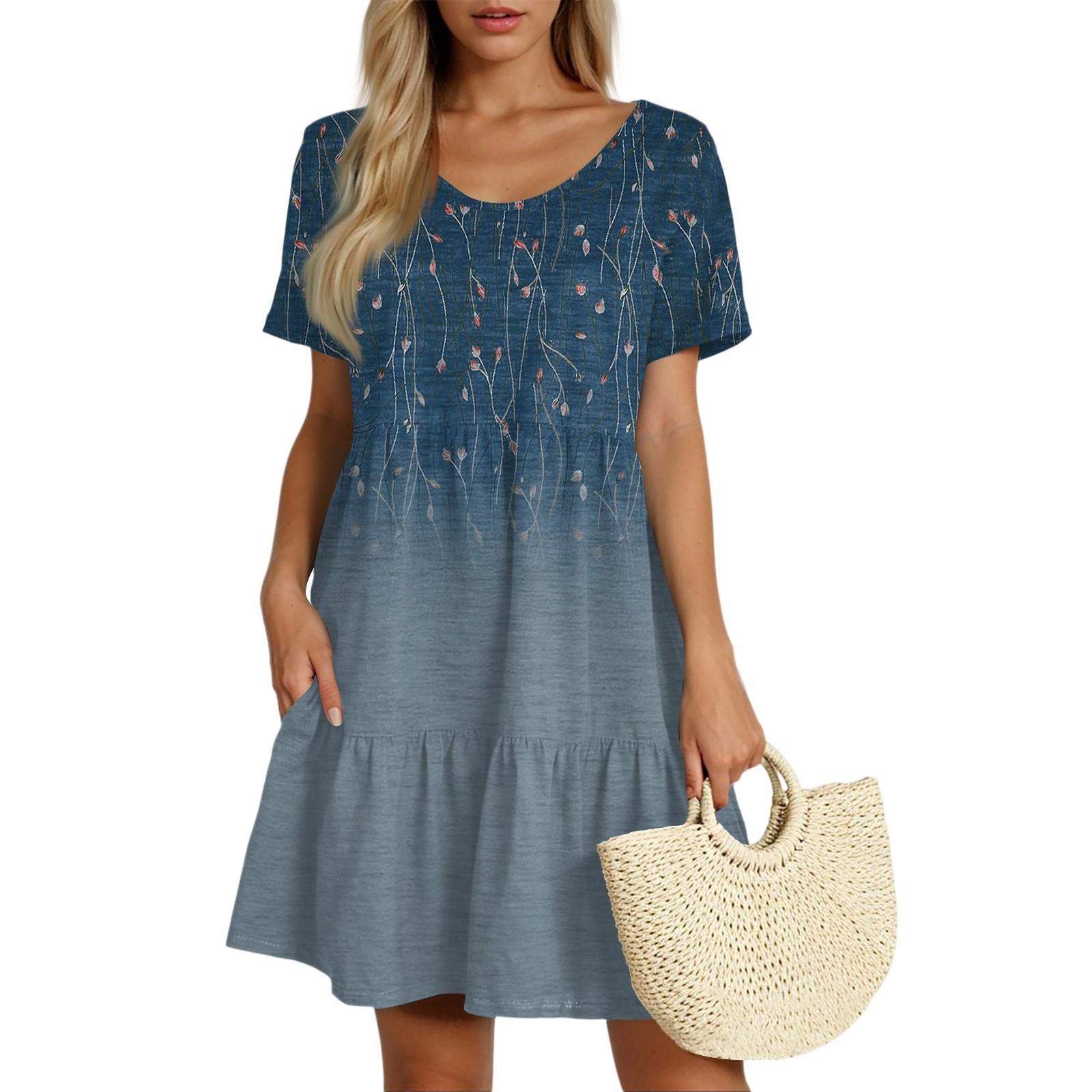 

Women s Casual Fashion Round Neck Neck Short Sleeve Vintage Cake Dress XL