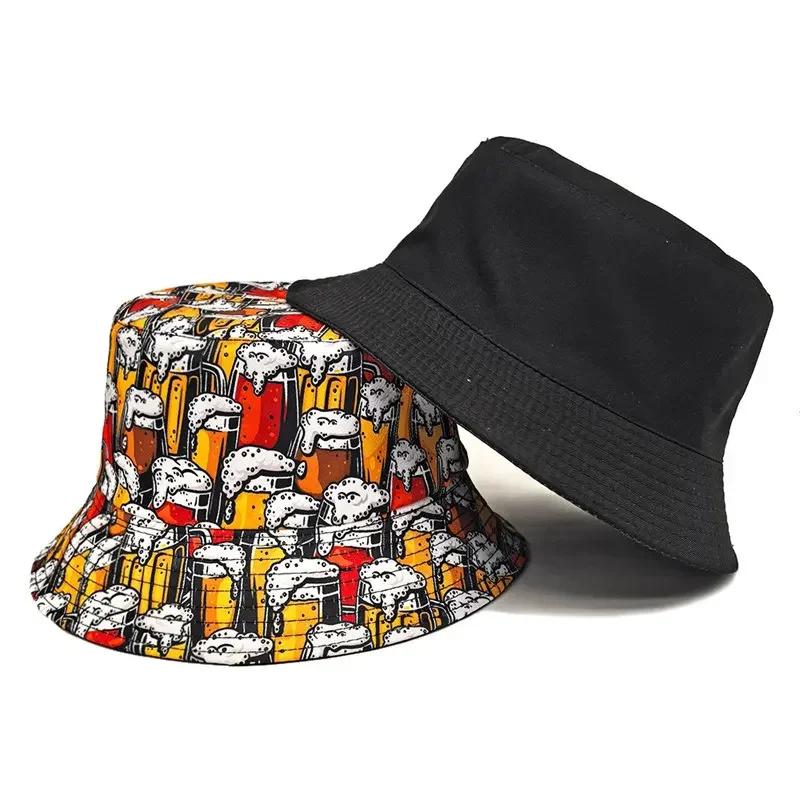 Spring and Summer Polyester Cartoon Print Bucket Hat Fisherman Hat Outdoor Travel Sun Cap for Men and Women 239
