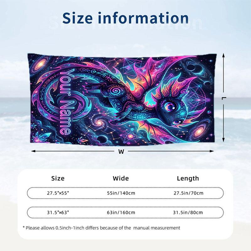 Dragon Phoenix Theme Beach Towel Personalized Custom Name & Text Soft Quick Dry Beach Towel for Swimming Travel