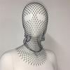 Fishnet Hat Rhinestones Design Hollow Hooded Hat Solid Color Breathable Elastic Fishnet Night Club Hat