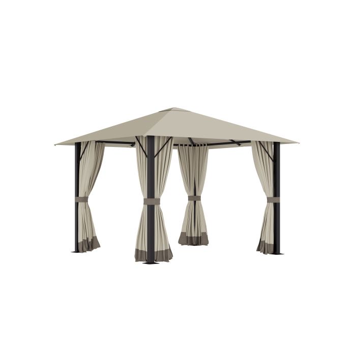 Abri de jardin 3x3m avec trous d'aération 4 sections latérales antirouille 2.97x2.97x2.6m Kaki