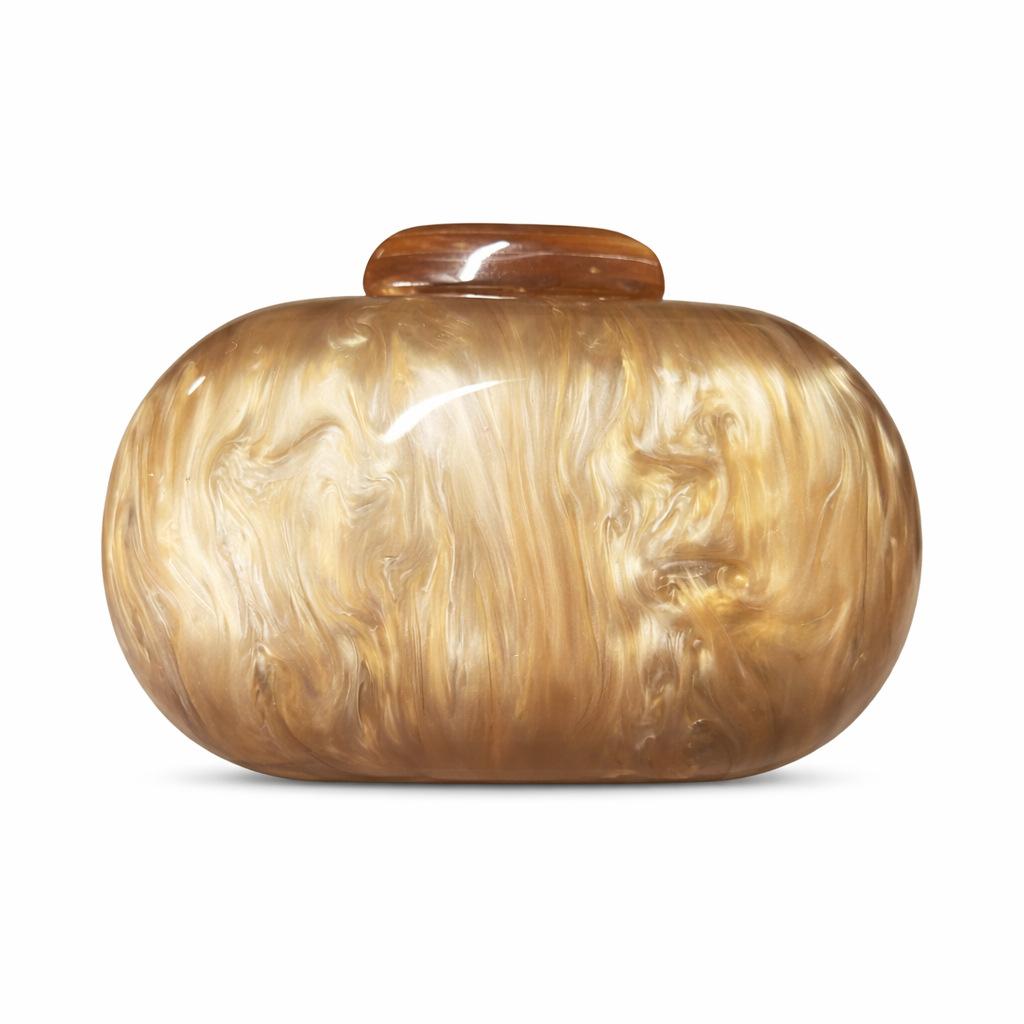 

Women S Bag Oval Shell Goose Egg Acrylic Fashion Dinner Bag Shoulder Oblique Span Bag темно-коричневого кольору