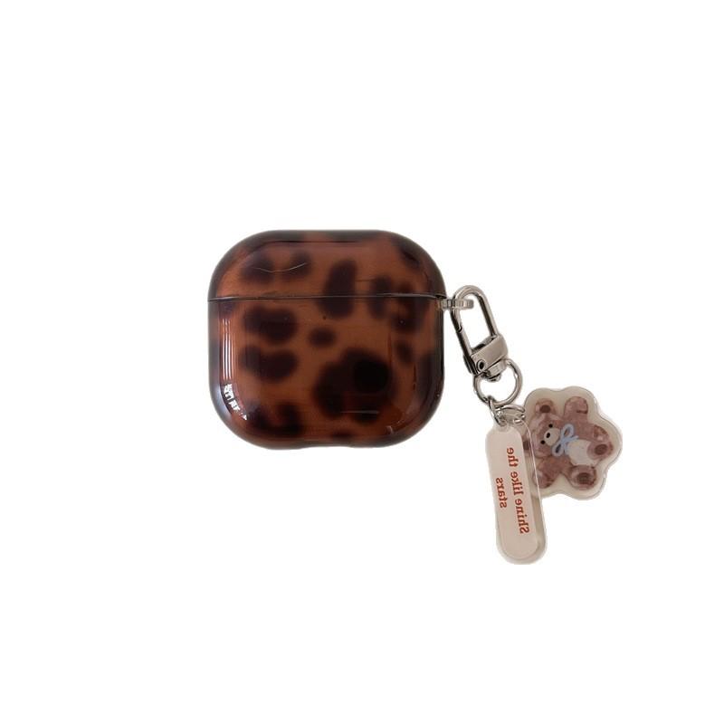 The Semi-transparent Brown Amber Leopard Print AirPods Pro 1 Earphone Case Is Compatible with Apple's 1st/1st/1st Generation Wireless Bluetooth