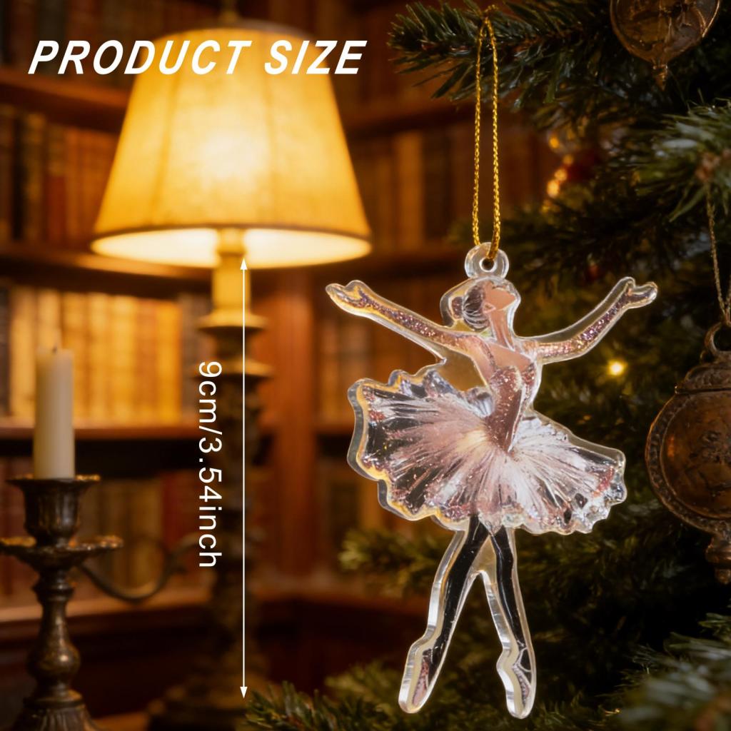 Christmas Tree Hanging Ornament Xmas Decor 2D Glittering Ballerina Transparent