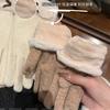 Korean Version of Gloves for Women's Autumn and Winter 2025 New Velvet Cold-proof and Warm Riding Driving Touch Screen Bow Plush Gloves