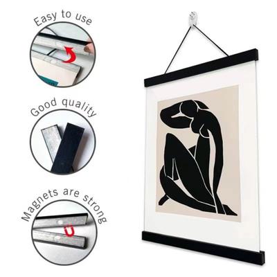 Magnetic Poster Frame Wall Hanging Wood Painting Frame Canvas Poster Frame Photo Holder for Wall Decoration Displaying Painting Artwork
