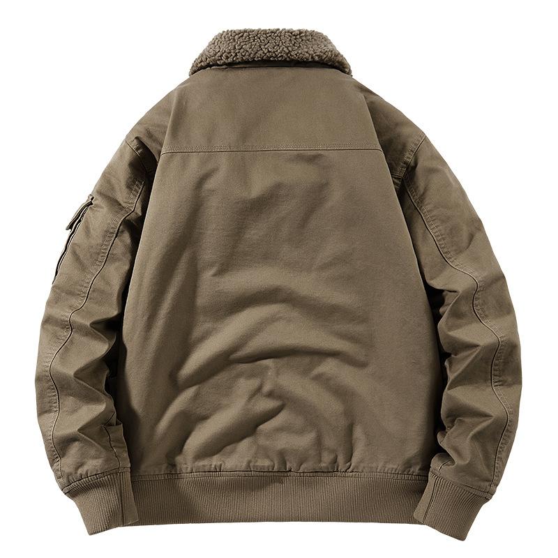 Men's Cotton Jacket Winter Style Plus Velvet Thickened Cotton Lapel Casual Cotton Jacket Middle-aged Loose Large Size Work Jacket Men