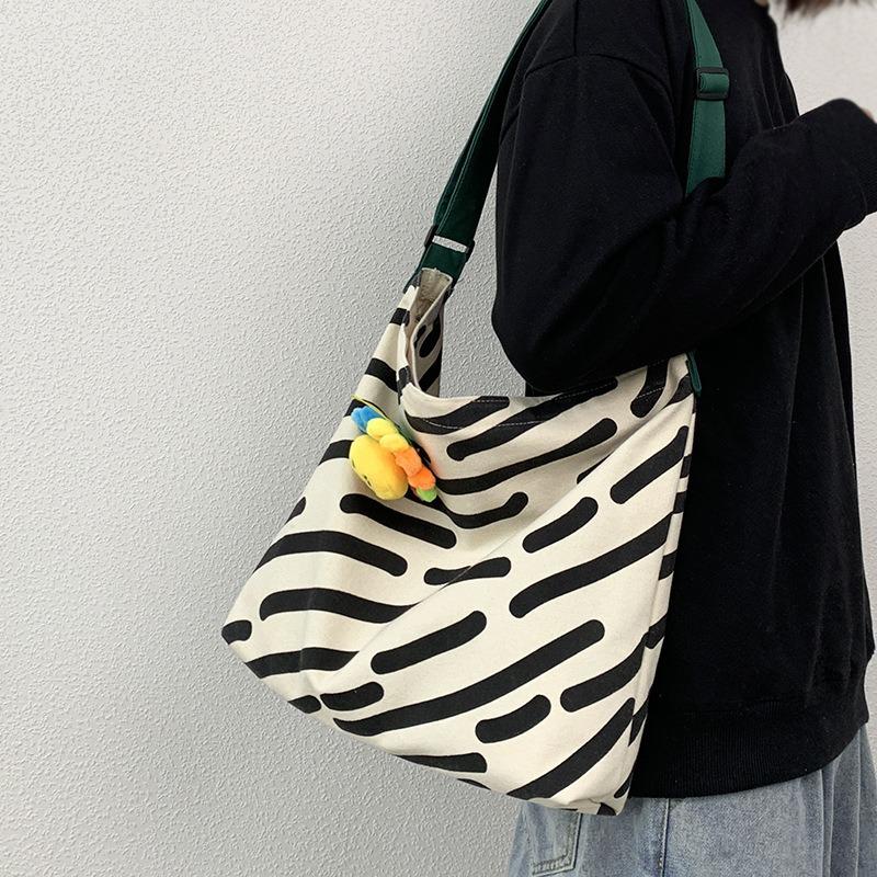 Slouchy Canvas Shoulder Bag for Women with Large Capacity