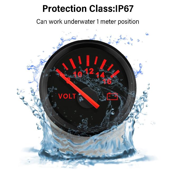 New 52mm Waterproof Voltmeter Universal Volt Gauge Meter 8-16V 16-32V with Red Backlight For Boat Automobile Yacht