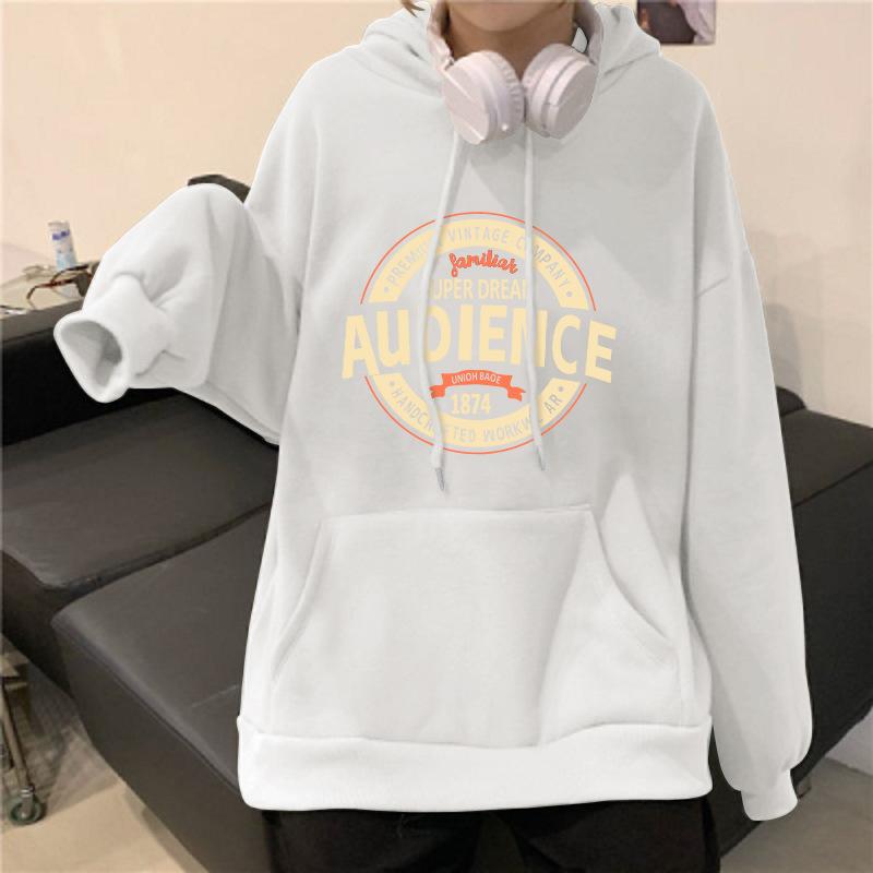 Plush Loose Hooded Sweatshirt for Women Autumn and Winter Long Sleeved Pullover Hoodies Top for Couple