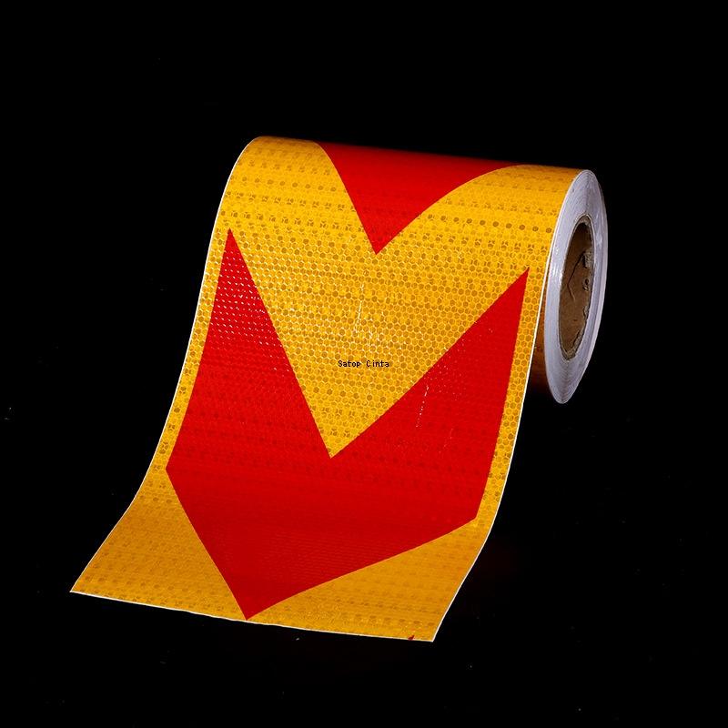5cm/10cm/20cm*5M Arrow High Visibility Reflective Tape Yellow-Red  Self-Adhesive Strip Reflectors Conspicuity Safety Car Sticker