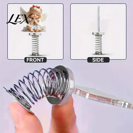Desktop Decorative Figures Angel Girl Car Spring Ornament, 2D Double Sided Acrylic Dashboard Bouncing Healing Office Desk Ornament Decor with Adhesive