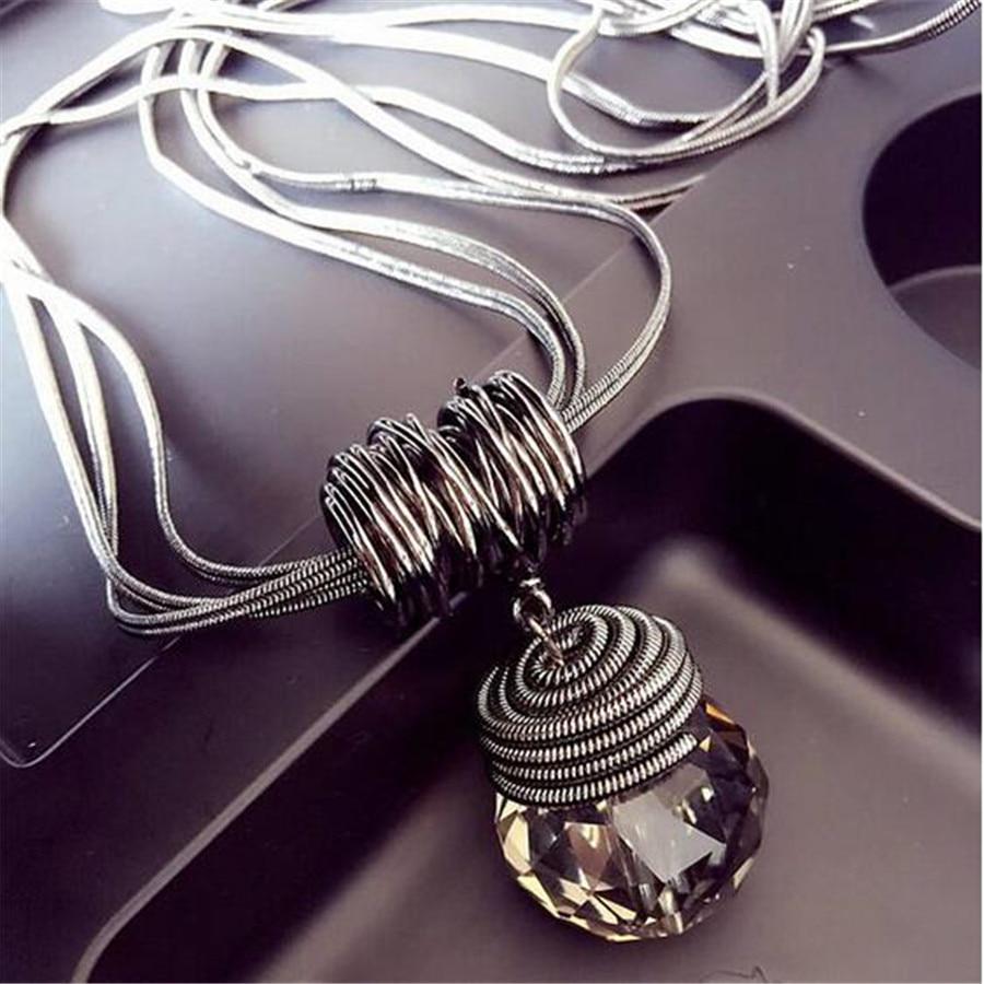 Long Crystal Women Necklace Jewelry Fashion Black Chain Drops Necklaces Pendants