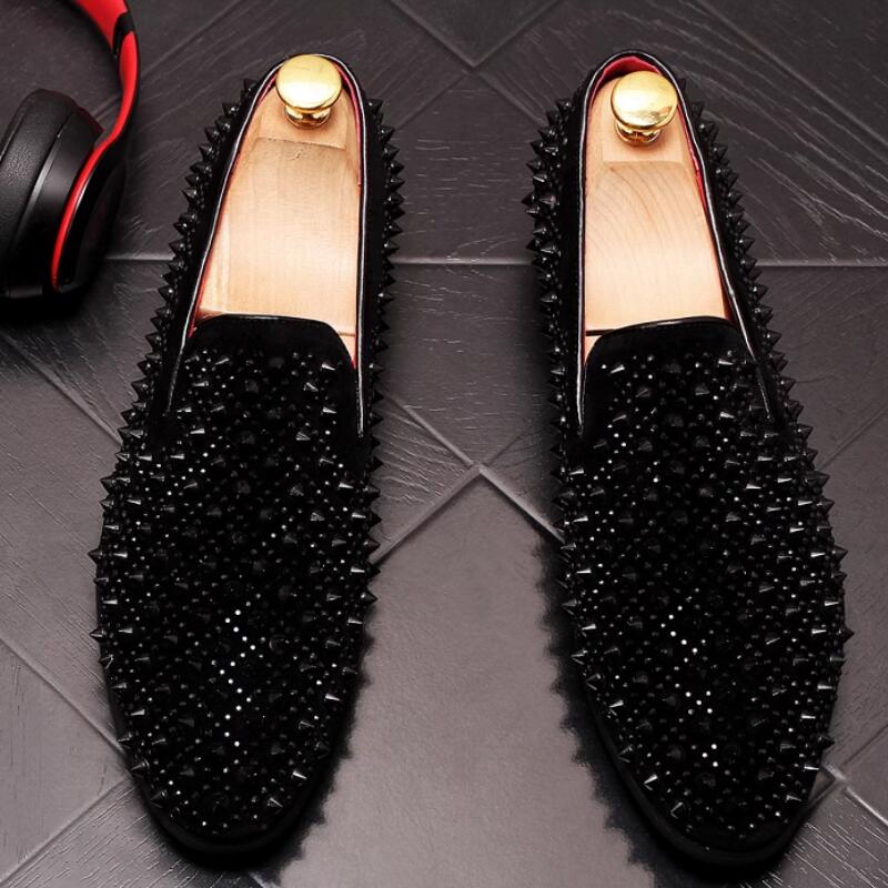 Fashion Summer Men's Overstep Leather Shoes Fashion Riveted Loafer Beanie Shoes Fashion Hair Stylist Men's Shoes  A9