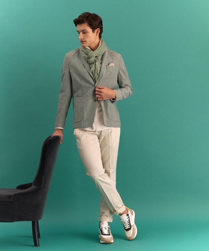 PANICALE Beige Cotton Linen Elastic Pants