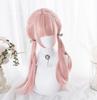 RyuuCos Lolita Long Long Twin Peach Small Heat School Cultural Festival Wig, Hair, Straight, Tail, Pink, Pink, Face, Cute, Cosplay, Resistant,