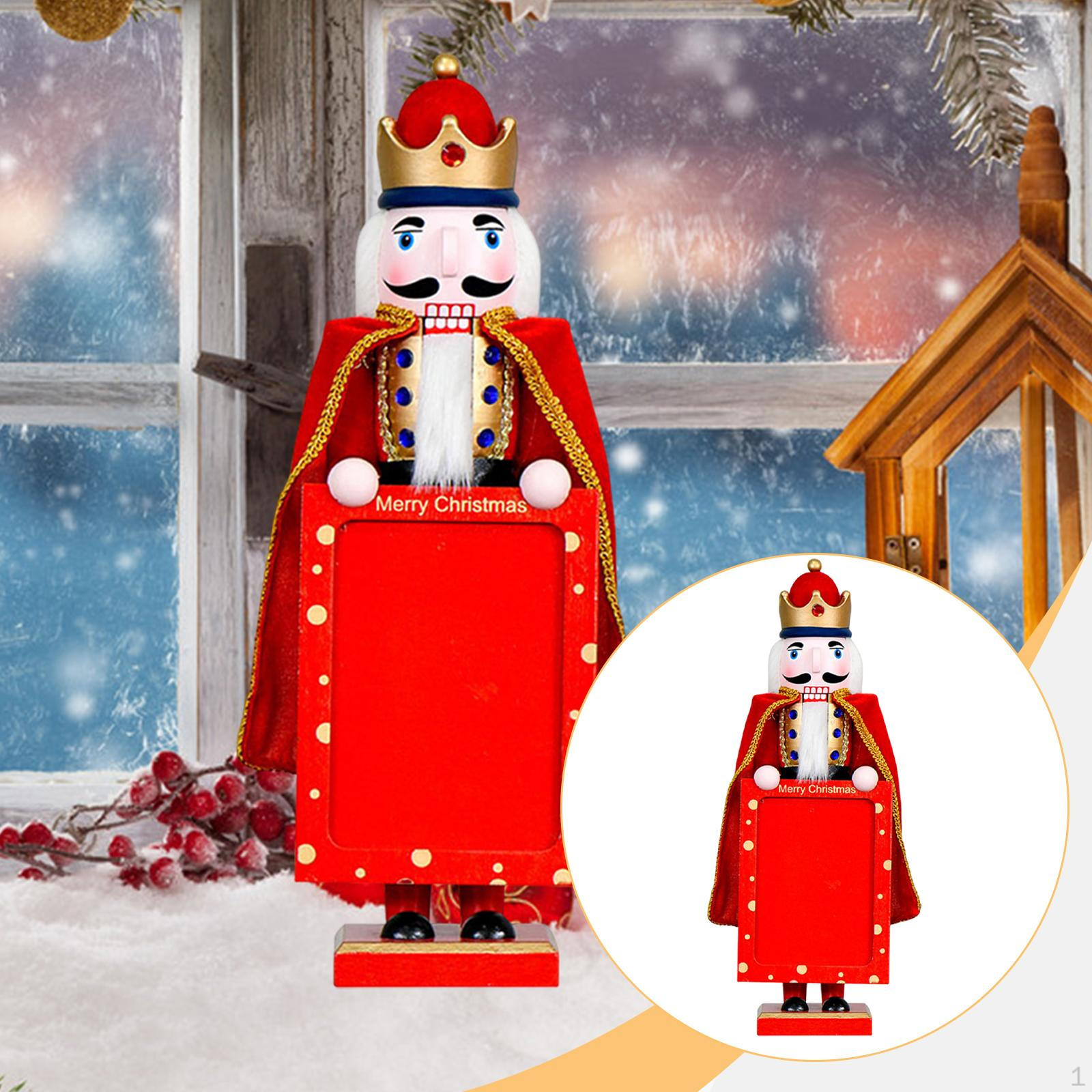 

15inch Wood Nutcracker Tabletop Ornament for Festival Party Indoor Decor Lightweight Stable Base