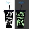 1 710ml Halloween Luminous Water Cup, Holiday Changes Color Straw Cup Party Supplies