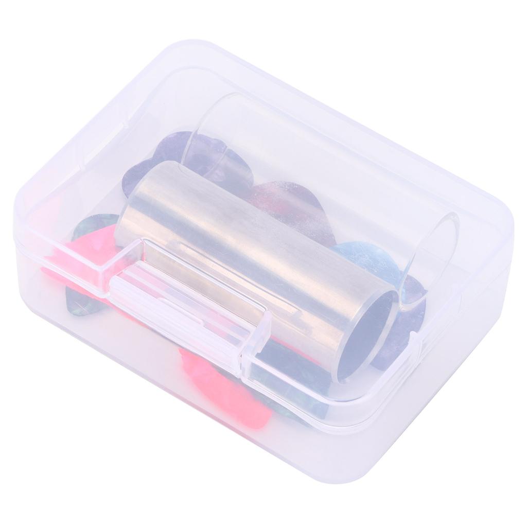 2Pcs Guitar Slide Stainless Steel Glass Tuning Bar with Celluloid Picks Playing Accessories