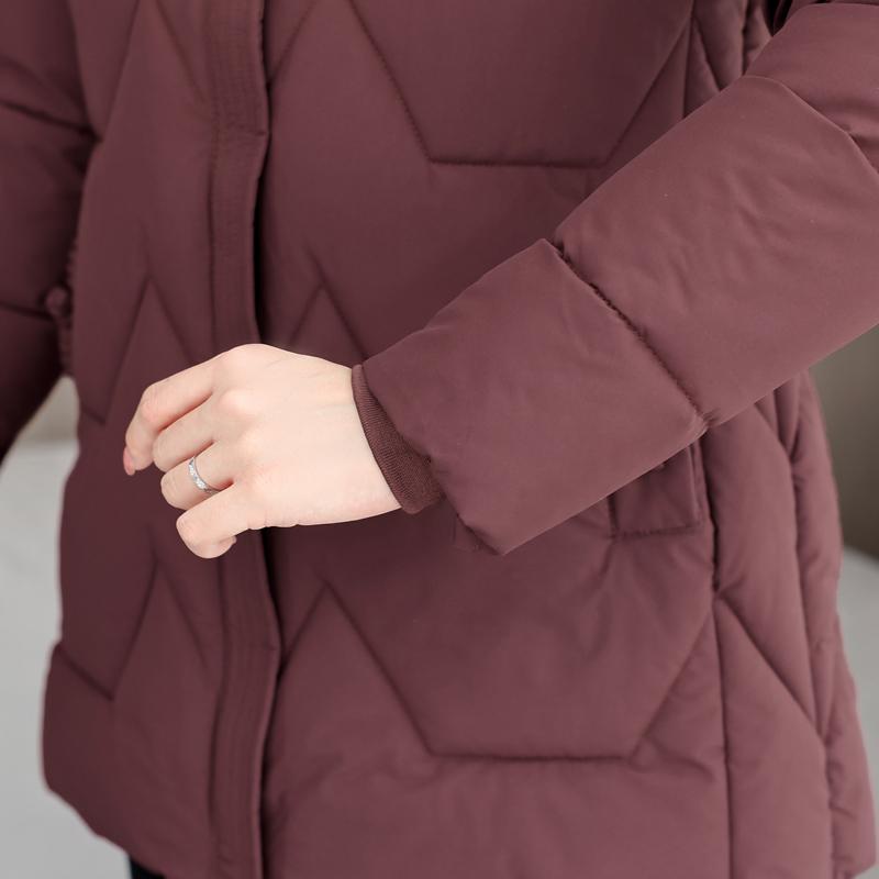 Middle Age Women's Winter Jackets Hooded Embroidery Casual Thick Parka Female Warm Coat