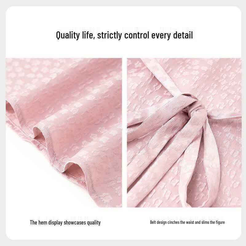 TUHUANG 19 Momme Mulberry Silk Round Neck Dress