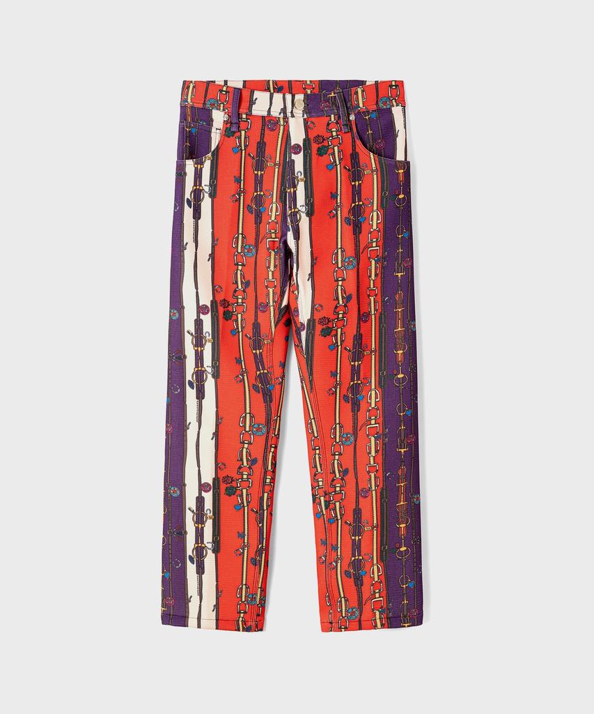 Allesandeuloenlikejeu (W) Buckle Graphic Print Trousers Red Mix Buckle Graphic Print Trousers