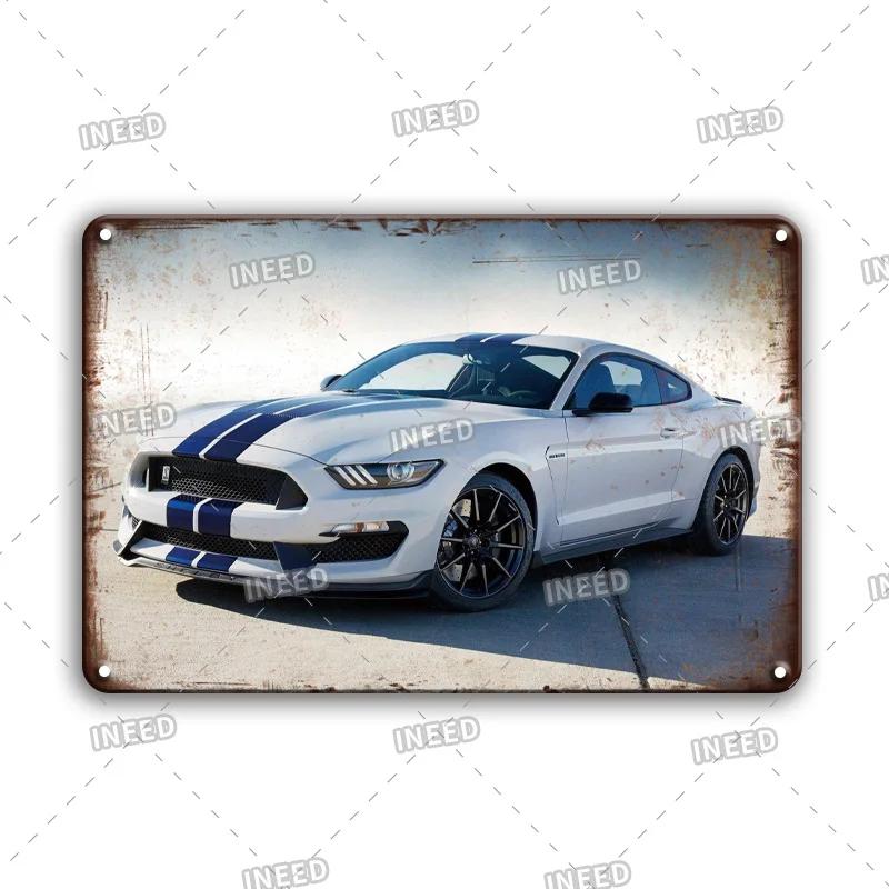 Retro Ford Mustang Metal Tin Sign Vintage Car Brand Wall Stickers Garage Decoration Man Cave House Wall Sign 8x12 Inch