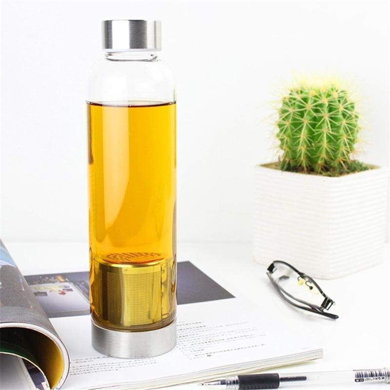 550ml Universal BPA Free High Temperature Water Bottle Resistant Glass Sport With Tea Filter Infuser Bottle Jug Protective Bag