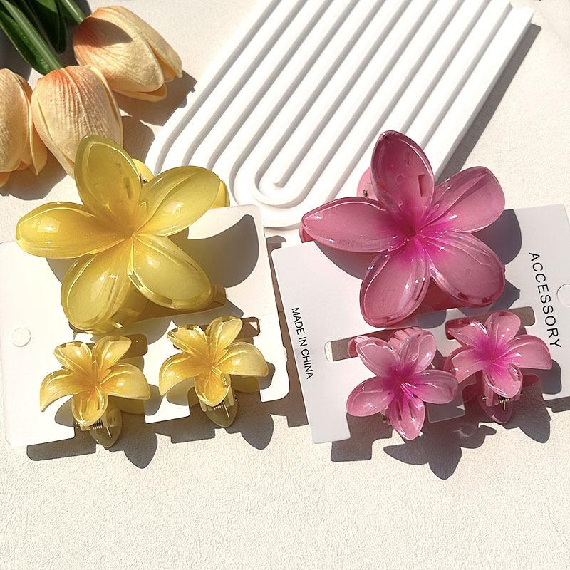 Juego de 3 pinzas para el pelo con diseño de cangrejo y flores hawaianas, con degradado de tiburón, para mujer, accesorios para el cabello, horquillas para niña.