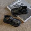 Girls Leather Sandals With Round Toe Rubber Sole Outdoor Beach Shoes Kids Ages 1-12