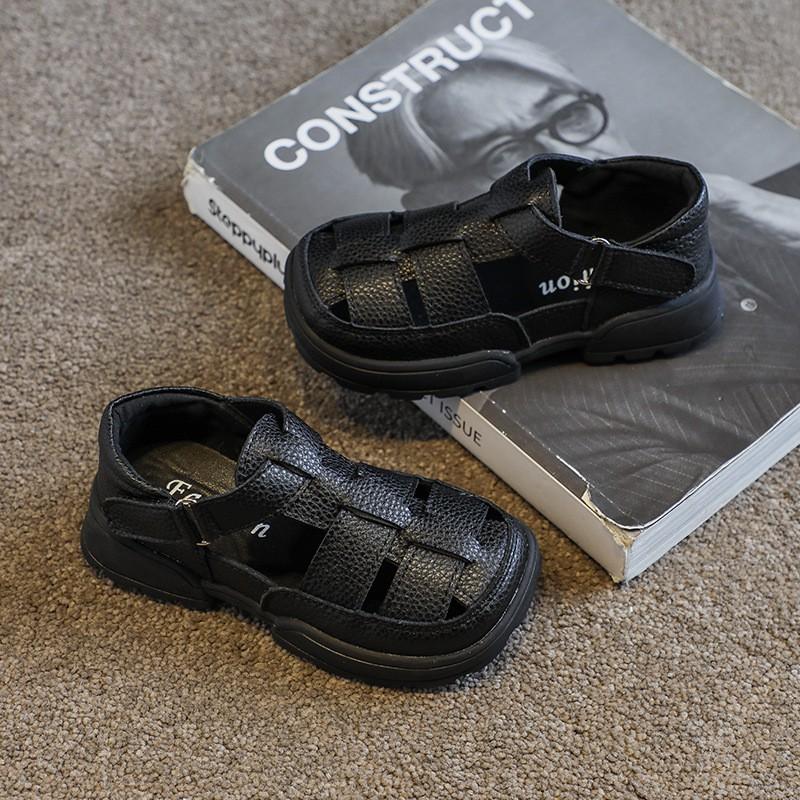 Girls Leather Sandals With Round Toe Rubber Sole Outdoor Beach Shoes Kids Ages 1-12