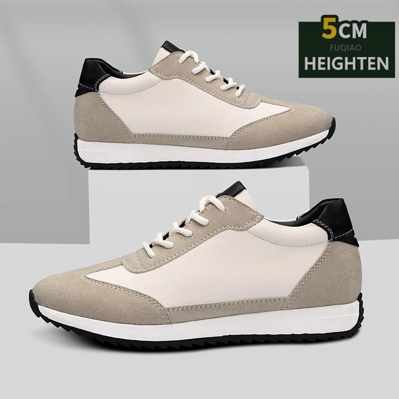 Fashion Large Size Unisex Cowhide Sneakers Elevator Shoes Hidden Height Increasing Shoes Men 5CM Sports Casual Oxfords Women Heightening