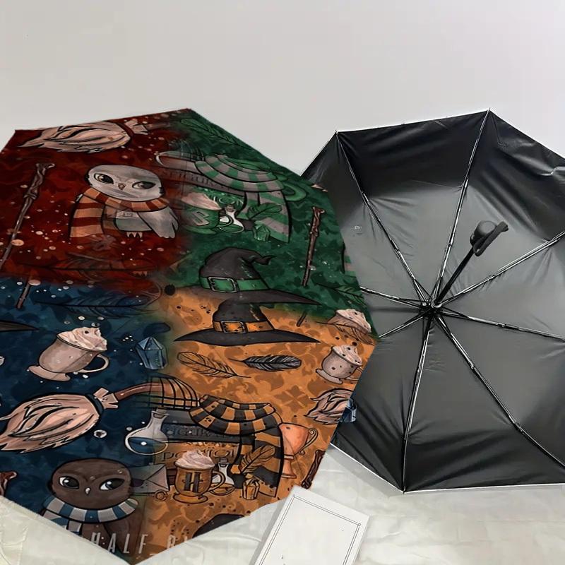 1PC Hogwarts School Umbrella-8-Rib Reinforced, Automatic Open, Lightweight & Durable, Cute Fashion Accessory for Outdoor, D2706