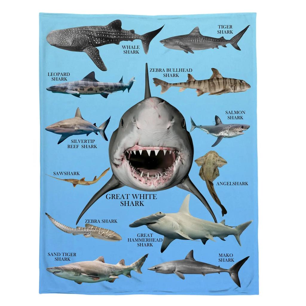 Blanket Shark Blankets Fleece Throw Blanket Ultra Soft Flannel Bed Blanket Warm Fuzzy Plush Blanket 50"X40"