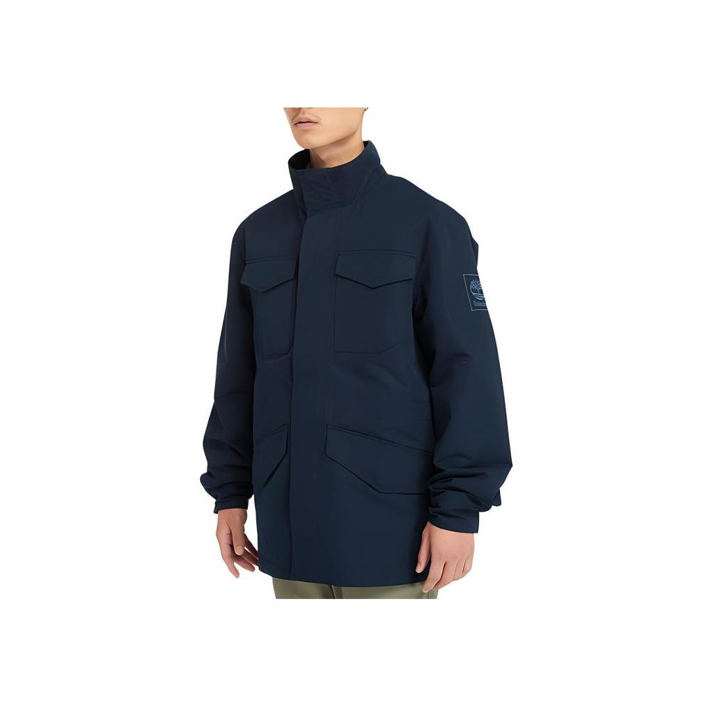 Timberland Solid Logo Design Stand Collar Outdoor Casual Waterproof Jacket Men Jacket Deep-Sapphire-Blue A2P6B-433