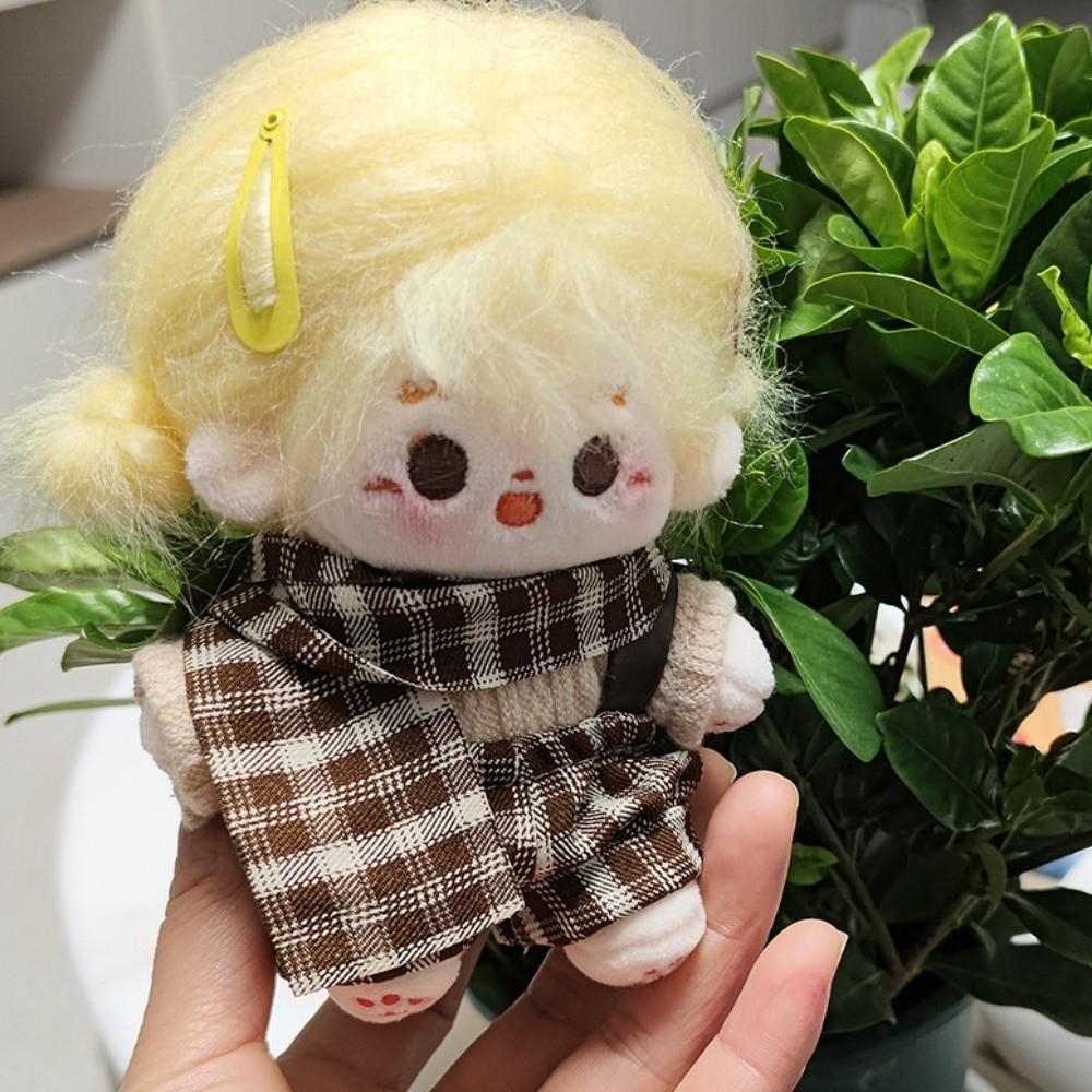 1 set Uniform 10cm Cotton Doll Clothes Plaid Overall Doll Dress Up Set  Children's Gift