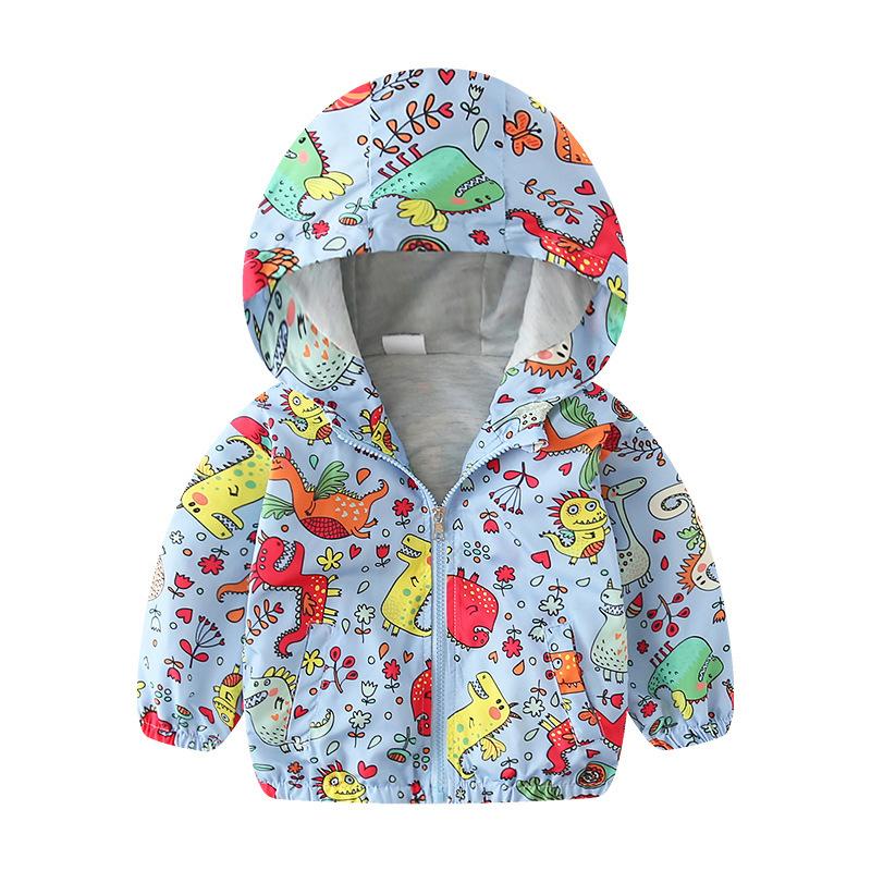 Kinder Frühling Jungen Cartoon Jacke Dinosaurier Reißverschluss Kapuzenjacke