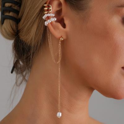 Sexy Spice Girls Ins Wind U-shaped Ear Clips Ear Needles Personalized Creative Connected Pearl Ear Buckles